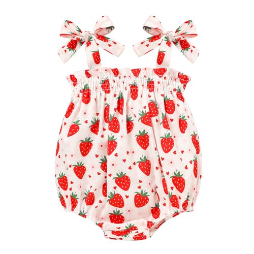 ZOELNIC Baby Girl Summer Clothes Newborn Girl Outfits Cute Strap Baby Girl Romper Jumpsuit Infant Floral One Piece Bodysuit