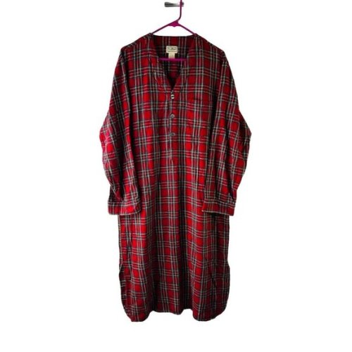 VTG 90s L.L. Bean Tartan Plaid Flannel Nightgown Pajamas