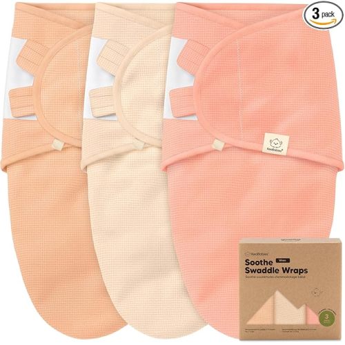 3-Pack Organic Swaddles for Newborns, Baby Sleep Sacks 0-3 Months - Baby Swaddle Wrap, Newborn Wearable Blanket, Infant Sleep Sack for Girls, Boys, Soft & Snug, Large Hook & Loop Closure (Salmon)