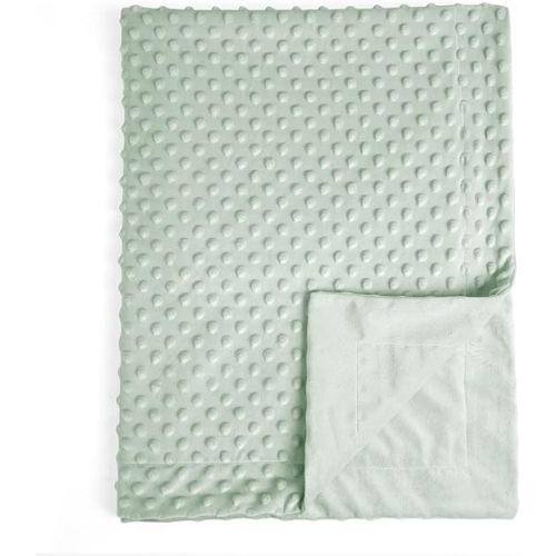 david's kids Minky Baby Blanket for Girls, 40x50 Inches Soft Lightweight Micro Fleece Baby Blanket with Double Layer, Dotted Backing, Breathable Receiving Blanket for Newborns, Sage Green