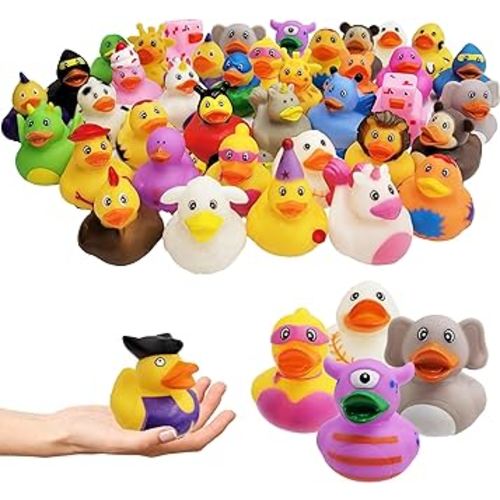 The Dreidel Company Assortment Rubber Duck Toy Duckies for Kids, Bath Birthday Gifts Baby Showers Classroom Incentives, Summer Beach and Pool Activity, 2" (10-Pack)