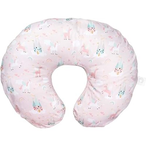 Boppy Nursing Pillow Original Support, Pink Unicorns and Castles, Ergonomic Nursing Essentials for Bottle and Breastfeeding, Firm Fiber Fill, with Removable Nursing Pillow Cover, Machine Washable