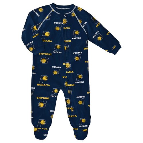 Indiana Pacers Baby Navy Blue Raglan Loungewear One Piece Pajamas