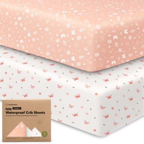 2-Pack Isla [Protect+] Waterproof Crib Sheets - Butterflies / 52 x 28