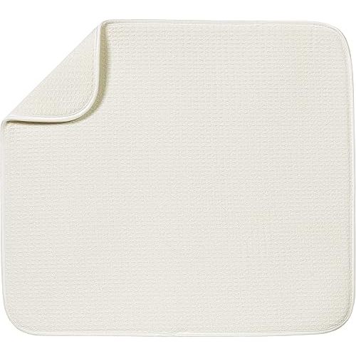 S&T INC. Dish Drying Mat, Highly Absorbent Microfiber Kitchen Counter Mat, Dish Drying Pad for Dishes, Utensils, Pots and Pans, Large 16" x 18", Cream