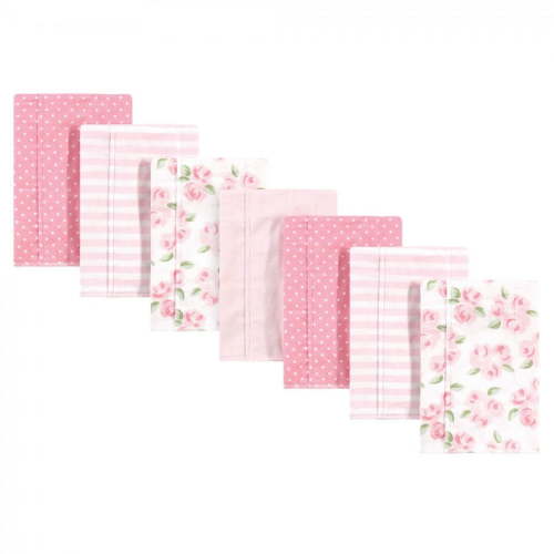 Little Treasure Baby Girl Cotton Flannel Burp Cloths 7pk, Beyoutiful, One Size