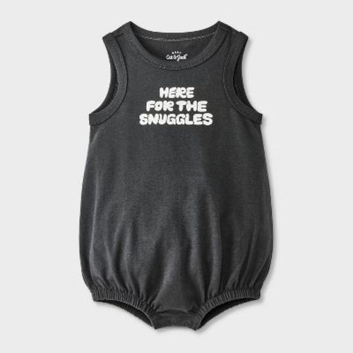 Baby Here For The Snuggles Romper - Cat & Jack™ Black 0-3m