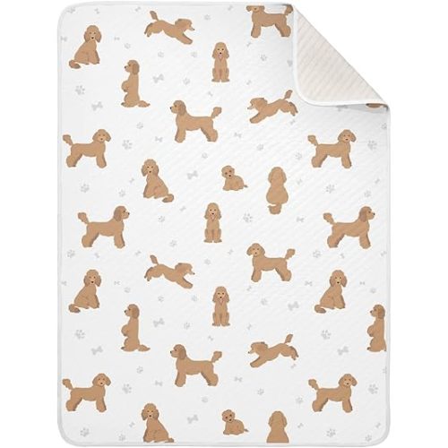 Medium Poodle Baby Swaddle Blanket for Boys and Girls, Muslin Baby Receiving Swaddle Blanket, Soft Cotton Nursery Swaddling Blankets for Newborn Toddler Infant