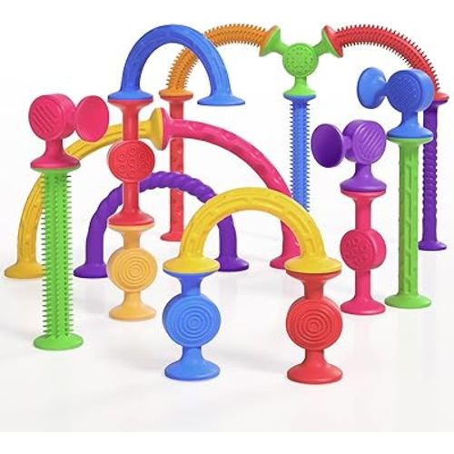 Bath Toys Suction Sensory Toys: 20 Pcs Silicone Suction Cup Toys - Bath Toys No Hole - Sensory Toys for Baby Toddlers