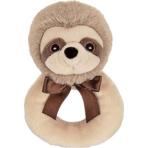Bearington Baby Lil’ Speedster, 5.5 Inch Sloth Plush Stuffed Animal Soft Ring Rattle, Sloth Baby Stuff