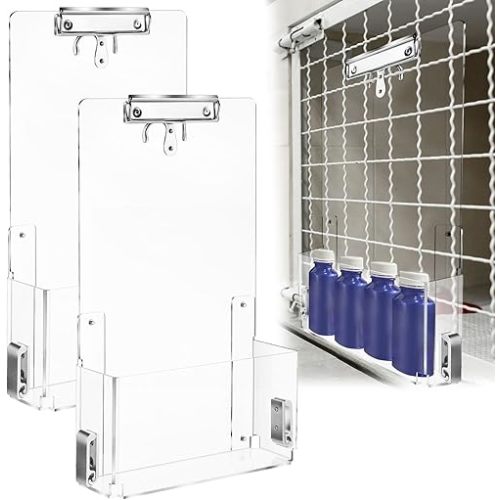 Leinuosen 2 Pack Kennel Cage Storage Basket Bin for Accessories and Supplies Veterinary Cage Acrylic Storage Rack for Kennel, Crate, Cat Accessories Acrylic Display Stand Brochure Holder