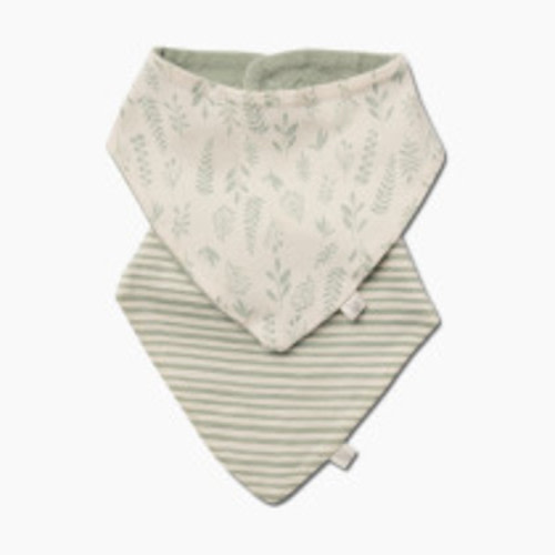 Tiny Kind Bandana Bibs (2-Pack) - Sage Multi Leaf, Os