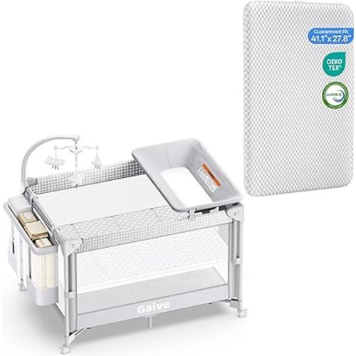 GAIVE 4 in 1 Baby Bassinet & 1.5in Mattress Fit Gaive Pack and Play