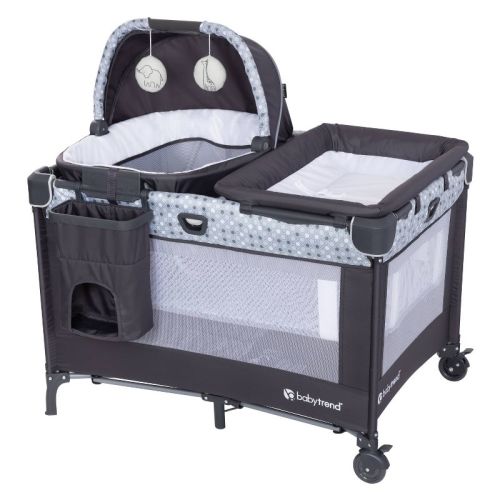Baby Trend Nursery Den Playard With Rocking Cradle - Pebble Stone
