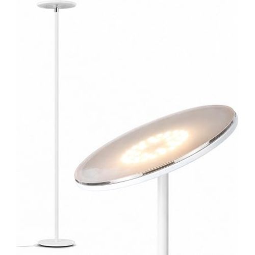 Brightech Sky Flux Dimmable LED Floor Lamp – Super Bright Floor Lamp with 3 Light Modes for Living Room, Office – Torchiere Standing Touch-Lamp, Tall Torch Lamp for Bedroom & Reading - White