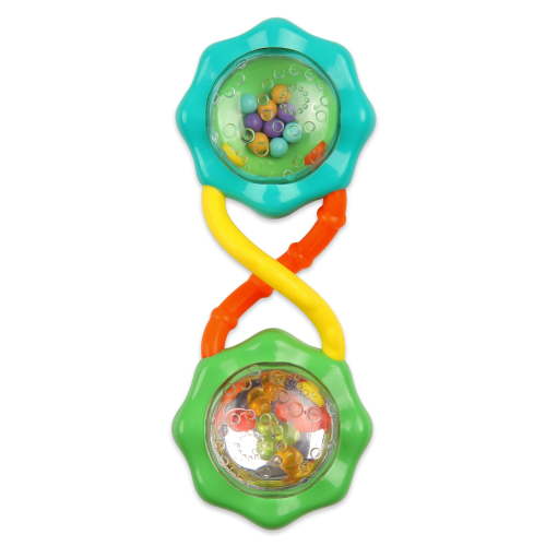 Bright Starts Rattle & Shake BPA-Free Baby Barbell Toy, Green, For Ages Newborn +