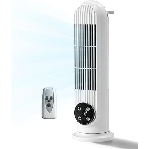 Winado 2-in-1 Mini Tower Fan, 16" Portable Bladeless Floor/Wall-Mounted Fan w/Remote Control, LED Display, 90°Oscillation, 3 Speeds & 9H Timer, Ultra-Quiet Cooling Fan for Home Office Bedroom, White