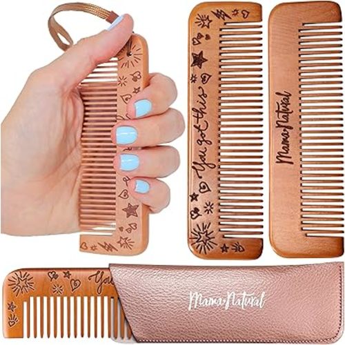 Mama Natural Birthing Comb for Labor Pain Relief | Wood Comb for Women - Labor Essentials, Pregnancy Contraction, and Postpartum Support | Reusable, Giftable, Acupressure Relief Tool
