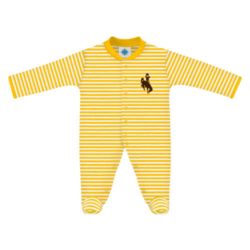 Wyoming Cowboys Striped Footed Romper | College Baby