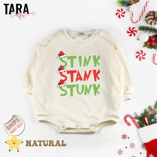 Stink Stank Stunk Christmas Bodysuit , Natural Baby Romper, baby gift , Baby Shower , 2000270