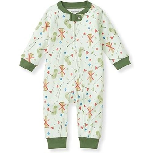 Burt's Bees Baby Boys Sleep and Play Pjs, 100% Organic Cotton One-piece Zip Front Romper Jumpsuit Pajamas