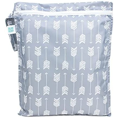 Bumkins Waterproof Wet Bag, Washable, Reusable for Travel, Beach, Pool, Stroller, Diapers, Dirty Gym Clothes, Wet Swimsuits, Toiletries, 12x14 – Arrows
