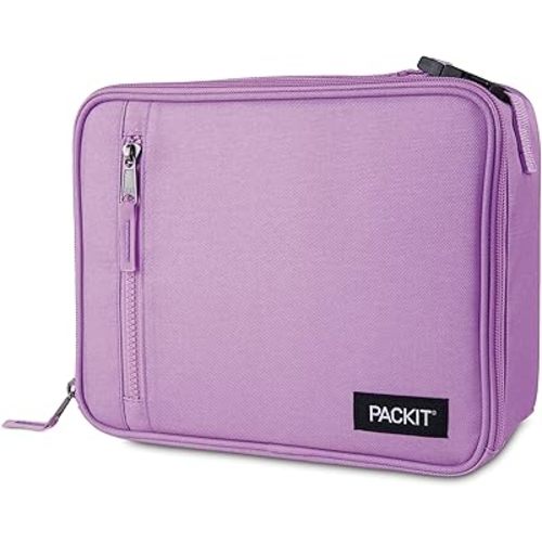 PackIt Freezable Classic Lunch Box, Lavender, Built with ECOFREEZE Technology, Fully Freezable, Collapsible, Reusable, With Zip Front Pocket and Buckle Handle, Designed for Fresh Lunch On the Go
