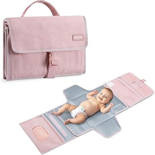 mommore Portable Changing Pad for Newborn Expandable Diaper Changing Pad with Wipes Pockets Water Resistance Baby Changing Pad for Travel, Shopping, Shower Gifts