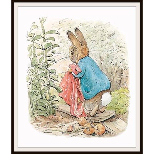 Beatrix Potter Peter Rabbit Carries Onions, Vintage Art Print Reproduction, Nursery, Baby Room, Shower Gift 8 x 10