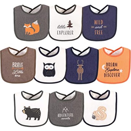 Amazon.com: Hudson Baby Unisex Baby Cotton Terry Drooler Bibs with Fiber Filling, Boy Woodland, One Size : Clothing, Shoes & Jewelry