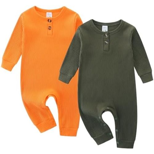 Baby Boy Girl Clothes 2 Pack Short/Long Sleeve Snap Closure Romper for Infants