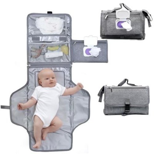 Yuhuan Newborn Baby Portable Polyester Diaper Changing Pad with Gray Color, 1 Count