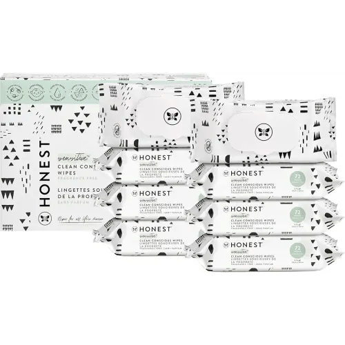 The Honest Company Clean Conscious Multi-Use Wipes | Hypoallergenic + Unscented for Sensitive Skin | Over 99% Water, Compostable, Plant Based, Baby Wipes | Pattern Play, 576 Count