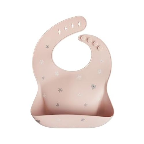 mushie Silicone Baby Bib | Adjustable Fit Waterproof Bibs (Daisy)