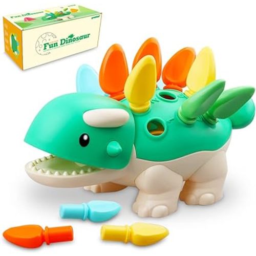 Babies Sensory Toys Age 6 9 12 18 24 Months Fine Motor Skills Learning Dinosaur for Toddlers,Baby Montessori Developmental Educational Sorting Toys for Boys Girls Gifts for Kids 1 2 3 One Years Old