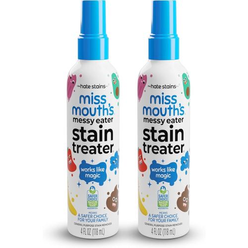 Miss Mouth's Messy Eater Stain Treater Spray - 4oz 2 Pack Stain Remover - Newborn & Baby Essentials - No Dry Cleaning Food, Grease, Coffee Off Laundry, Underwear, Fabric