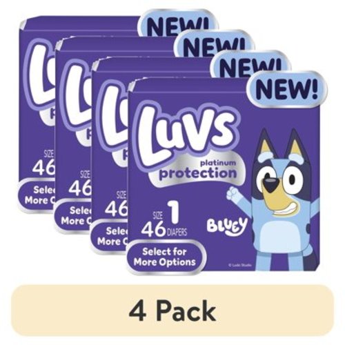 (4 pack) Luvs Platinum Protection Baby Diapers Size 1, 46 Count (Select for More Options)