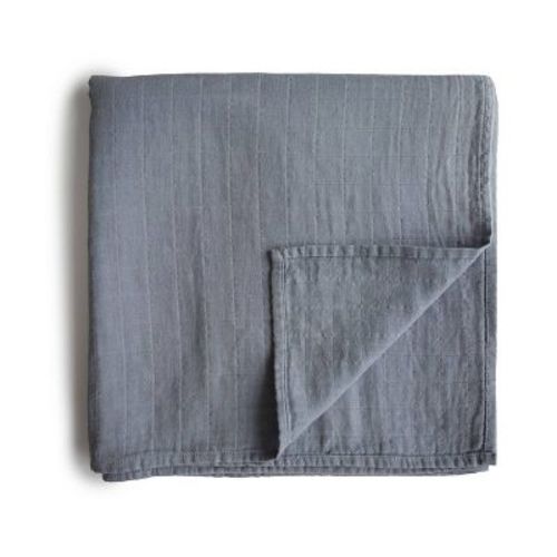 Mushie Muslin Swaddle Blanket Organic Cotton -whales