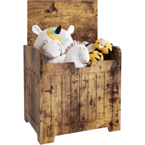 Storage Box Small Cube Toy Storage Organizer Brown,Wooden Entryway Storage Bin For Home Books Clothes Toy,Small Square Nightstand For Living Room,Playroom,Bedroom