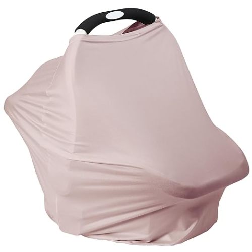 Breathable Car Seat Cover for Babies – Multi-Purpose Soft Rayon Nursing Cover for Breastfeeding, High Stretchy Infant Carseat Canopy, Stroller Cover (Smooth Rayon, Warm Natural)
