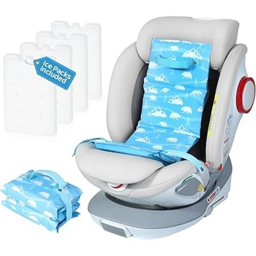 Orzbow Summer Car Seat Cooler Pad for Toddler with Removable Ice Pack, Baby Cooling Mat for Child Car Seats and Strollers, Portable Car Cooling Seat Ice Cushion, Keeping Baby Cool in The Summer, Blue
