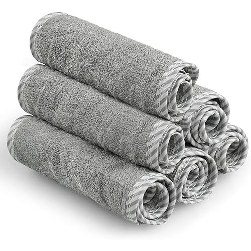 San Francisco Baby Washcloths for Newborn – Rayon from Bamboo Washcloths, Baby Wash Cloths Soft, Wash Cloths for Babies, Baby Wash Cloth – 6 Pieces, Gray