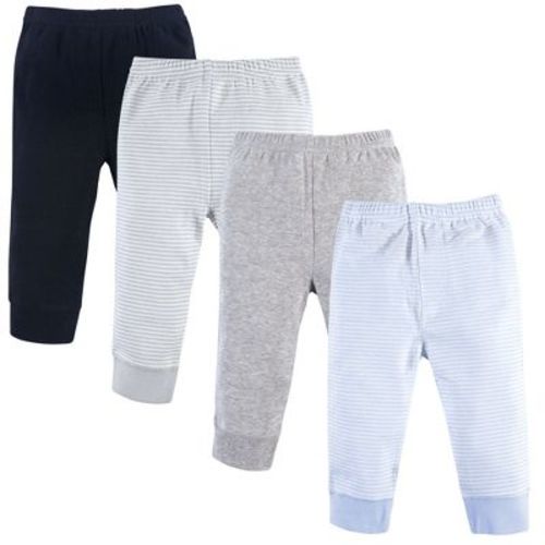 Luvable Friends Baby And Toddler Boy Cotton Pants 4pk, Powder Blue Stripe, 0-3 Months