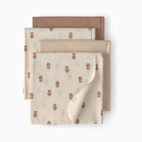 4-Pack Floral Receiving Blankets - Bear