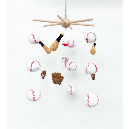 Baseball Amigurumi,crochet baseball & Glove,Baseball Crib Mobile , Sports Baby Crib mobile,Baseball Baby Shower Gift,baby mobile nursery