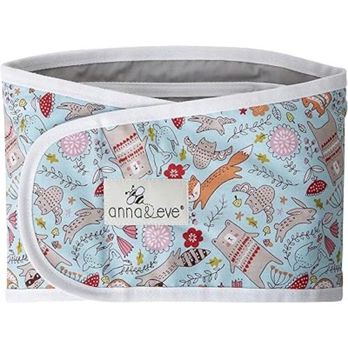 Anna & Eve® Baby Swaddle Strap for Newborns and Infants - 100% Cotton, No Overheating - The Original Arms Only - Adjustable Large Size Swaddle, Fits Chest 16" to 20.5" - Woodland Blue