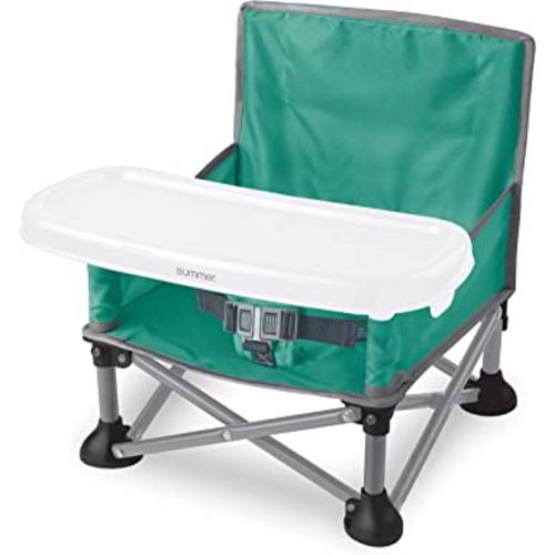 Summer Pop ‘N Sit Portable Booster Chair, Teal & Gray - Booster Seat for Indoor/Outdoor Use - Fast, Easy and Compact Fold