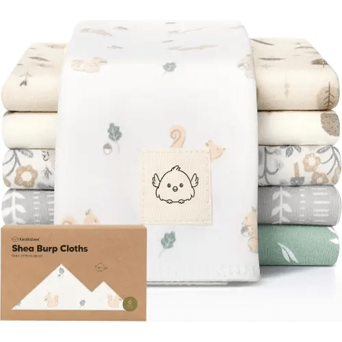 Organic Burp Cloths Baby Boy, Girl - 6-Pack Large Cotton Burping Cloths for Babies, Spit Up Rags, Super Absorbent, Ultra Soft Newborn Rag, Gender Neutral, Machine Washable, Durable (Prairie)