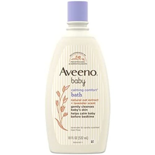 Aveeno Baby Calming Comfort Bath with Relaxing Lavender & Vanilla Scents, Hypoallergenic & Tear-Free Formula, Paraben- & Phthalate-Free, 18 Fl Oz (Pack of 1)