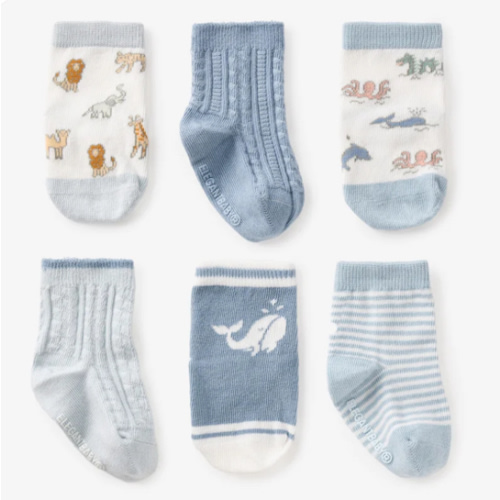 World Explorer Non-Slip Baby Socks 6 Pk – Elegant Baby